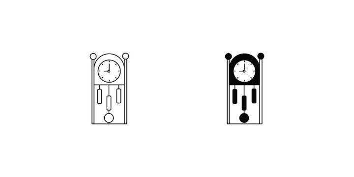 Grandfather Clock set icon with white background vector stock illustration