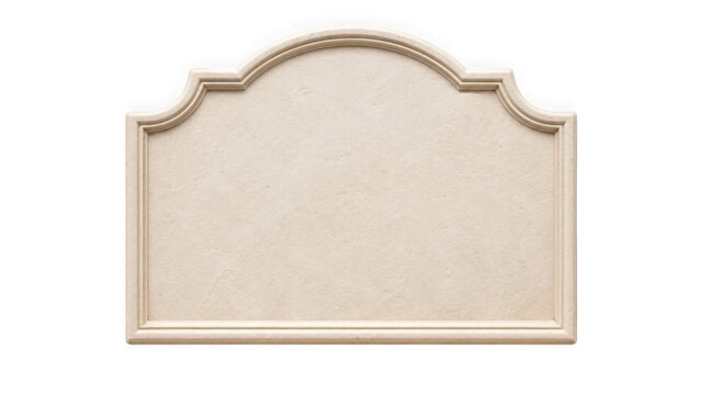 Empty decorative stone sign or plaque with classic molding frame isolated on transparent background