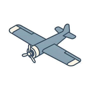 3D Isometric Vintage Propeller Airplane Aircraft Illustration Isolated on a Transparent Background