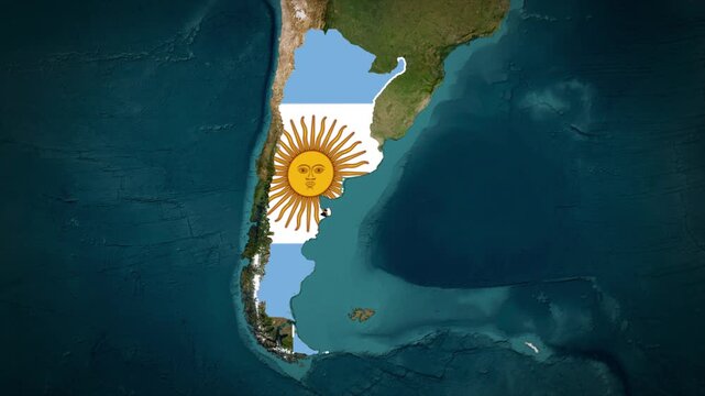 Argentina Map With Flag Colors Overlay Animation, Argentina Location Map, South America Country Map