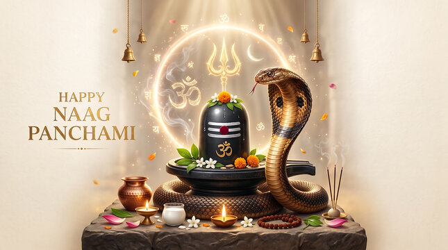 Happy nag panchami indian hindu festival celebration
