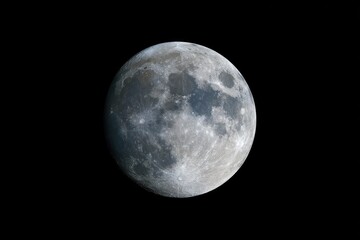 Fototapeta premium Detailed Close-up View of the Full Moon Against a Black Sky.