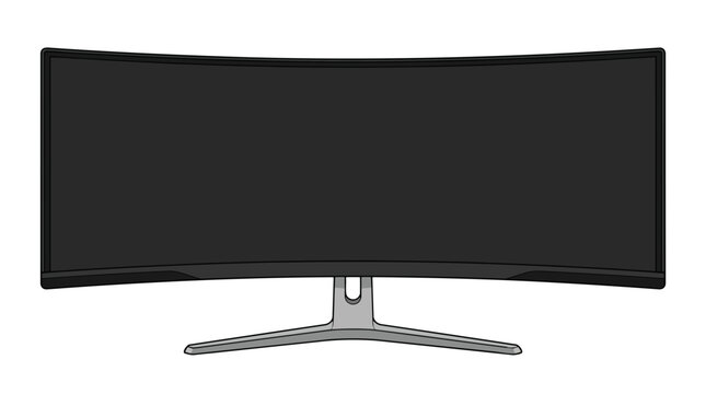 Curved Ultrawide Computer Monitor Display Screen on Stand