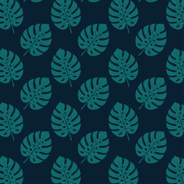 Monstera tropical leaf seamless repeat pattern design in vector