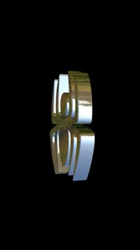 silver metal looking nice and cute one single spider icon logo 3d metallic chine glossy look rotation in solid black background 9 to 16 mobile screen ratio video