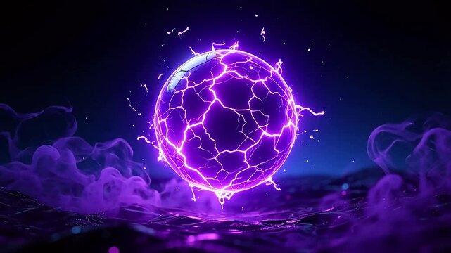 Mysterious purple energy sphere in dark void