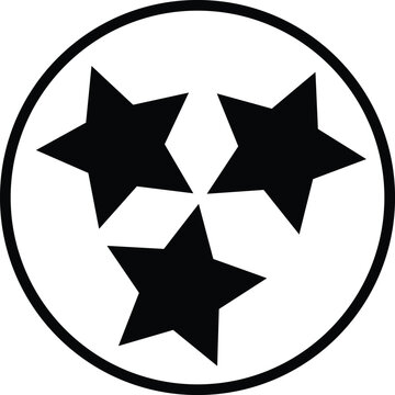 Tennessee Three Stars Emblem Symbol Vector Isolated on White Background