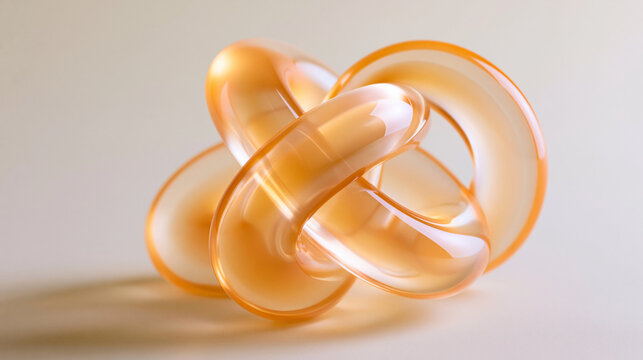 Abstract Orange Glass Sculpture Twisted Knot Form