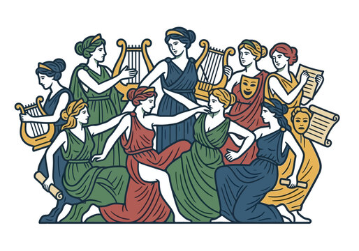 Ancient Greek Muses & Lyres: Art, Music, Poetry & Drama