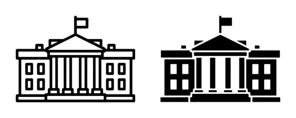 Fototapeta premium Government Building Icons, Presidential Residence Symbols, Classic Architecture Vector Graphics, Official Landmark Illustrations