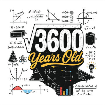 Square Root 3600 Years Old Funny 60th Birthday Math Design