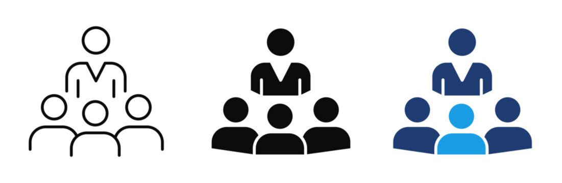 Leadership Team Management Icon, Business Team, Organization, Corporate Leadership, Teamwork, Group, People, Collaboration, Editable Vector