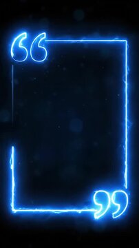 Glowing Neon Blue Quote Box Frame Overlay for Video Content