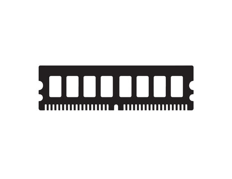 Black Silhouette Icon of a RAM Memory Stick for Computer Hardware and Data Storage Upgrades.