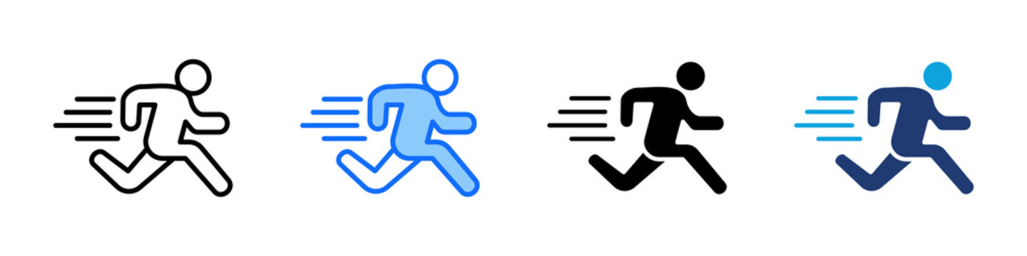 Running Icon Set Multi Style Vector Illustration