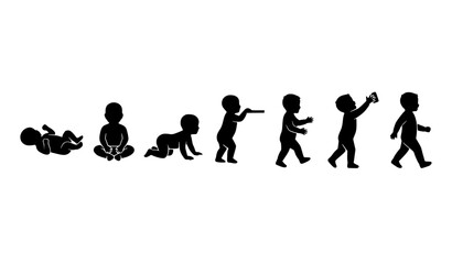 Obraz premium Baby Development Silhouette Stages Black Vector Illustration Set