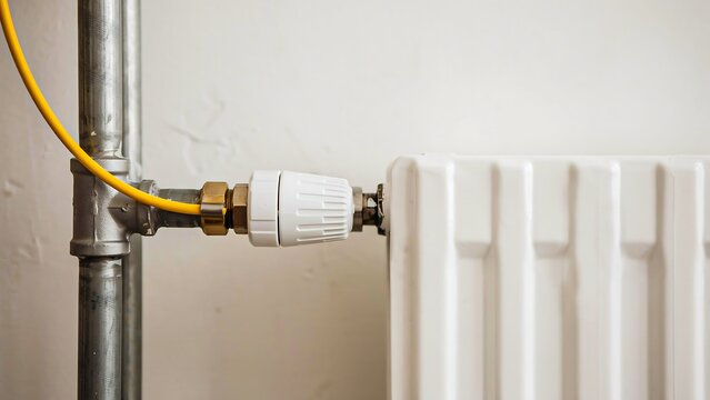Title:
Home radiator heating system with thermostatic valve and connected water pipe photo