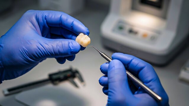 Title:
Dental implant procedure with artificial tooth and surgical instruments in modern dental clinic photo