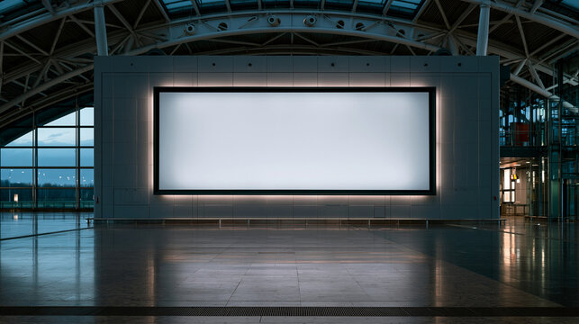 Empty Modern Gallery Space with Illuminated Display Screen