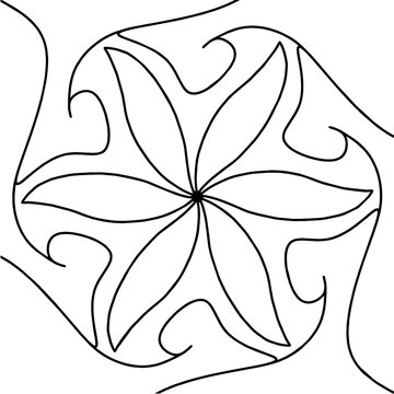 Abstract Nirmana Radial Line Art with Curved Leaf Shapes