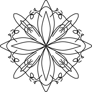 Symmetrical Abstract Nirmana Line Art with Floral and Leaf Ornament