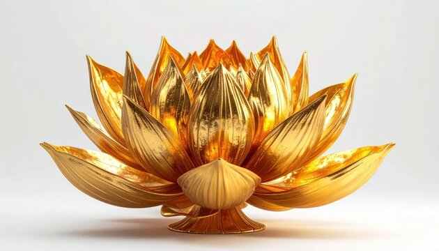 Golden Lotus Blossom - A Symbol of Purity and Enlightenment in Exquisite Detail.