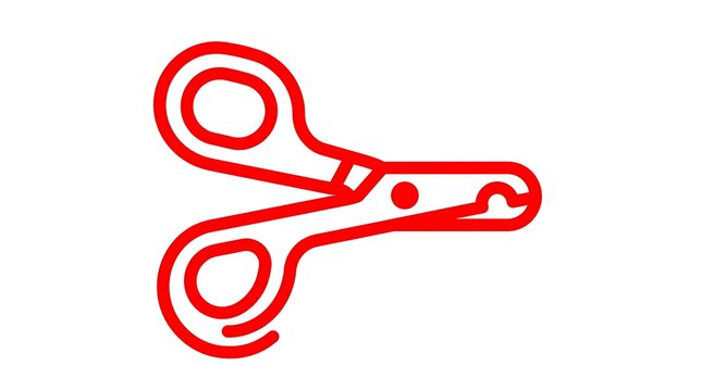 Red line icon of professional pet grooming scissors