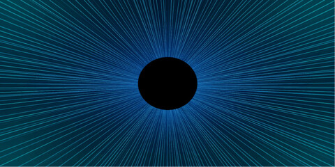 Abstract Blue Background with Radiant Light Rays and Glowing Solar Eclipse Circle Cosmic Energy Vector Illustration Wallpaper © MD