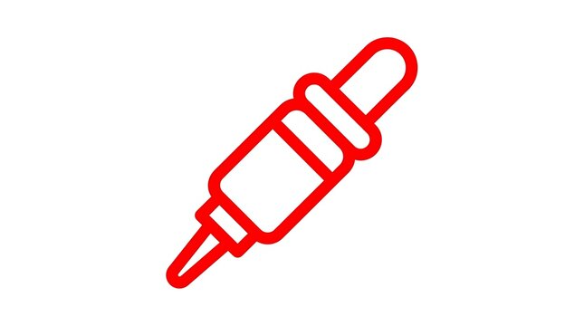 Red line icon of a medical pipette dropper