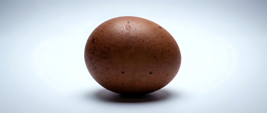 Single brown egg with textured shell isolated on white background, suitable for food, nutrition, cooking, and culinary design projects.