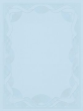 Luxury embossed copy space on crystal sky paper with flowing guilloch&eacute; ribbon border and graceful ornamental relief for premium stationery and invitation layouts