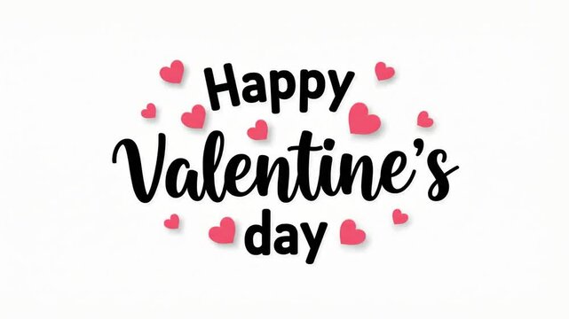 Happy Valentine's Day text message with pink hearts on white background
