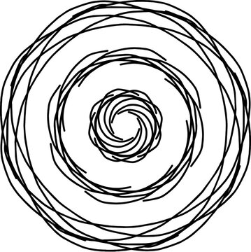 Abstract Circular Spiral Pattern with Organic Hand Drawn Line Art