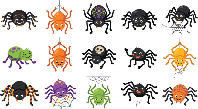 Halloween Spider Clipart Set for Seasonal Designs