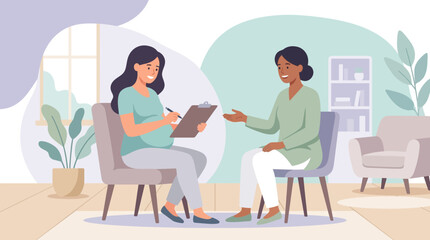 Fototapeta premium Therapist and Patient Talking in Cozy Office - Mental Health Support