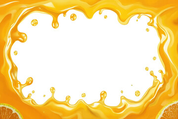 Obraz premium Orange juice splash border with citrus corners isolated