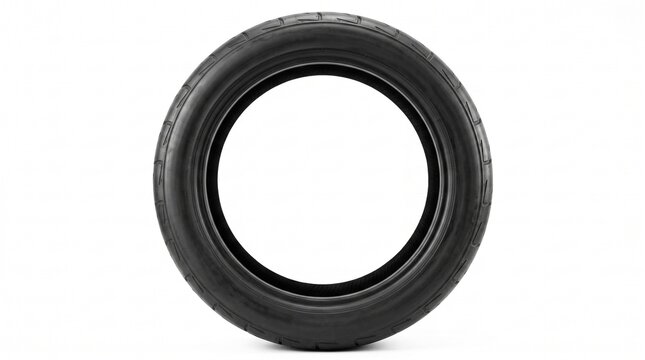 Car tire side view isolated on white background, New rubber automotive tire