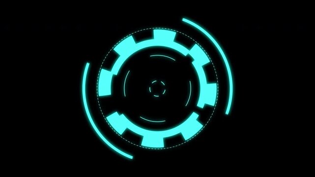 4k Target circle 2d HUD neon digital target overlay on black background.