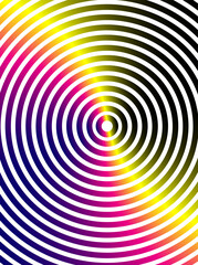 Naklejka premium Colorful Gradient Concentric Rings Abstract Background, Rainbow Circular Spiral Pattern, Futuristic Optical Illusion, Neon Geometric Design, Digital Technology, Vibrant Modern Transparent Background