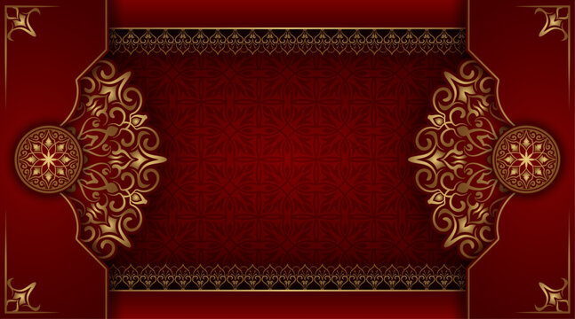 Luxury red mandala background, round decoration