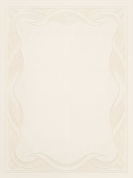 Luxury embossed paper background with copy space on blush apricot paper featuring an ornate rocaille floral border and sculpted ornamental relief for premium stationery