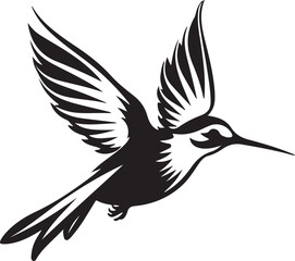 Fototapeta premium Stylized hummingbird with widespread wings in dynamic flight on a white background.