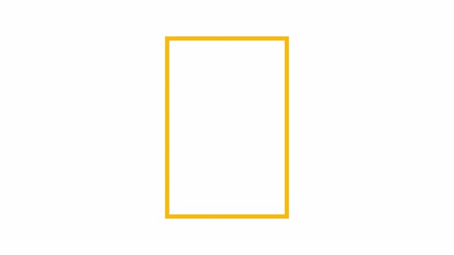 animated flat outline rectangle shape animation in 4K animation line drawing style motion graphic with alpha channel on transparent background flat outline rectangle shape animation