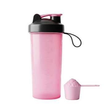 Pink shaker bottle with lid and ball stopper
