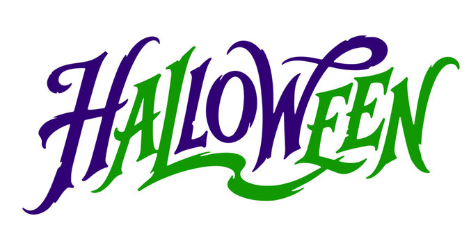 Halloween decorative typography design with displays stylized Halloween text graphic sharp, flowing calligraphic lettering