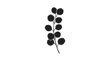 Black and white eucalyptus leaf illustration vector. © Arif