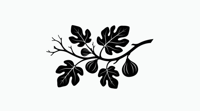 Black and white fig leaf illustration design.