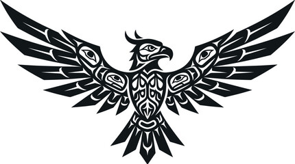 Fototapeta premium Stylized eagle in traditional native tribal art style.