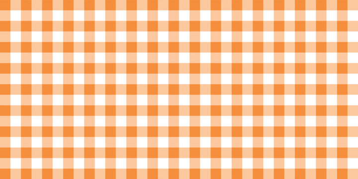 Halloween checkered tablecloth with orange plaid pattern background. Flat vector illustration isolated