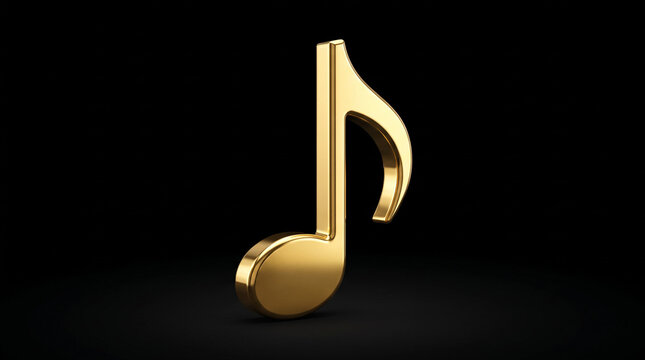 3D golden musical quaver note symbol for audio.